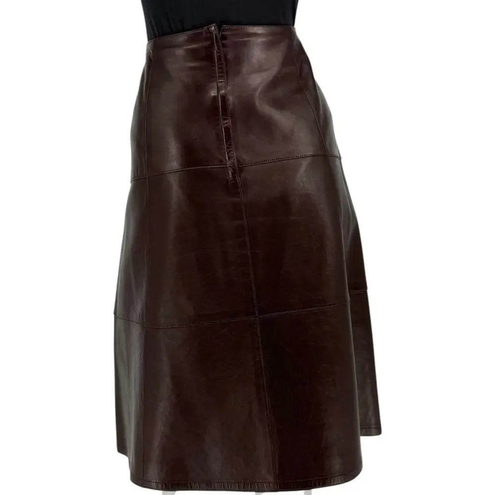 Chanel Chocolate Brown Lambskin Skirt – Size 42